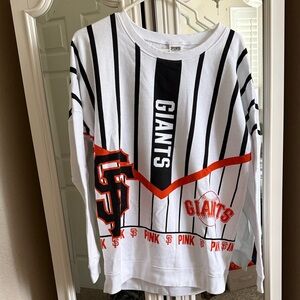 PINK Victoria's Secret White Black & Orange San Francisco Giants Stripe Pullover
